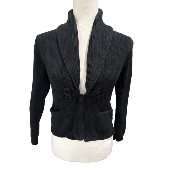 Denim & Supply Ralph Lauren Vintage Black Cotton Knit Hook Cardigan Med - Picture 1 of 16
